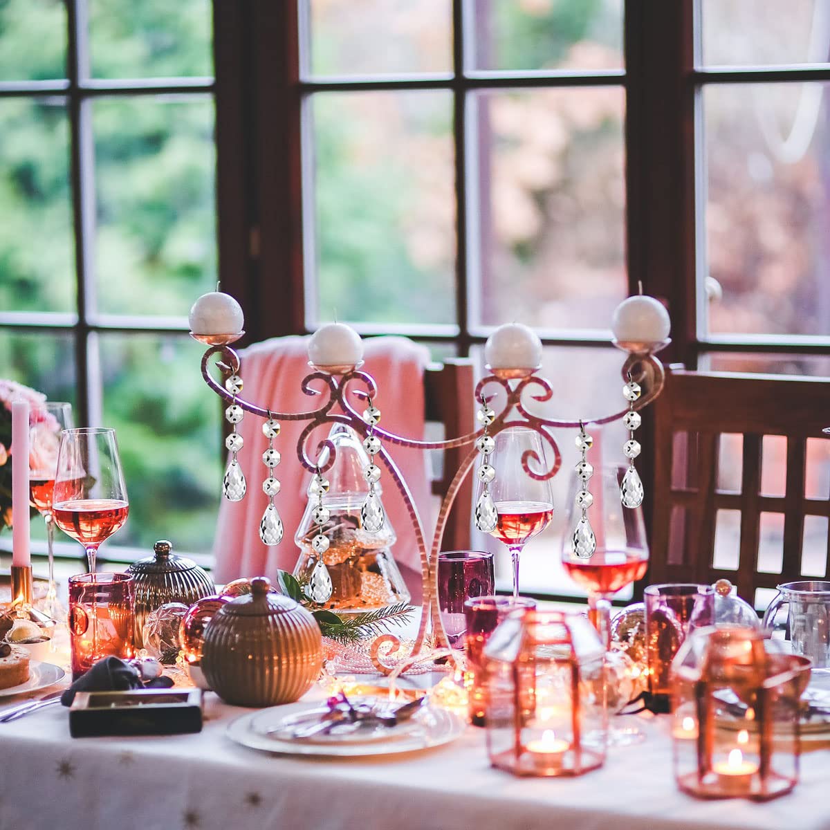 Christmas Ornaments Crystal Tree Decorations, 30Pcs Acrylic Clear Hanging Crystals for Centerpieces Teardrop Chandelier Garland Beads for Xmas Wedding Party Home Decor XINGXIA