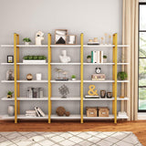 Tribesigns Vintage Industrial 5-Tier Bookshelf - Gold & White Etagere Bookcase 70" H x 47" L Tribesigns