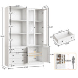 IRONCK Bookshelf with Drawers, 70.63 inch Tall Bookcase with Farmhouse Doors, 6 Tiers Book Shelf with Acrylic Doors, Bookshelves and Bookcases for Home Office, Living Room, Bedroom, White IRONCK
