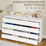 OtterOasis White 8 Drawer Dresser, Wood Dresser for Bedroom with Wide Drawers, 55" W x15.4 Dx32.3 H Modern Dressers, Wood Chest Drawers for Entryway|TV Stand|Clothes Storage OtterOasis