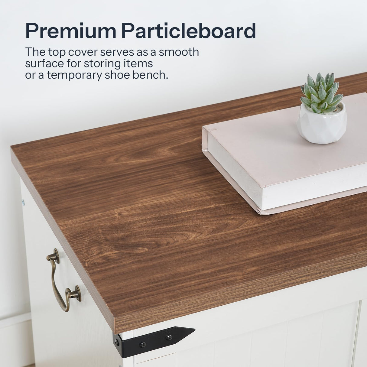 HOOBRO Toy Box, Storage Bench with Safety Hinges, Wooden Toy Chest, 39.4" Farmhouse Storage Chest, for Entryway, Bedroom, Living Room, White and Walnut WH507CW01 HOOBRO