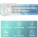 MEBMIK 4 Rolls 20mm x33m(108ft) Clear Heat Tape,Transparent High Temperature Heat Resistant Tape,Heat Transfer Tape for Heat Press and Sublimation,Heat Transfer Vinyl,No Residue MEBMIK