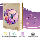 Jigfoxy Wooden Puzzles for Adults, Hummingbird Wood Puzzles Adult, Unique Animal Shape Wooden Jigsaw Puzzles for Adults, Birthday Gifts for Puzzle Lovers, Family, Friend (M-11.4 * 10.9in-200 pcs) Jigfoxy