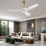 Fanliving 52 Inch 6 Speed High CFM Quiet DC Motor Modern Ceiling Fan with Lights Remote Control, 3 Blade White Gold Indoor Bedroom Living Room Ceiling Fan Fanliving