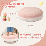 MOMCAYWEX Macaron Bean Bag Chair for Kids and Teens, Medium Bean Bag Sofa with Memory Foam Filling, 27.5"×27.5"×13.5", Pink and White MOMCAYWEX