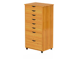 Adeptus Original Roll Cart, Solid Wood, 6+2 Drawer Extra Wide Drawers Roll Carts, Medium Pine ADEPTUS