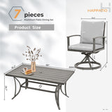 HAPPATIO 7-Piece Outdoor Dining Set - All Aluminum Patio Table and Chairs Set for 6 Includes 1 Rectangular Dining Table and 6 Swivel Dining Chairs with Cushions for Lawn, Garden, Backyard HAPPATIO
