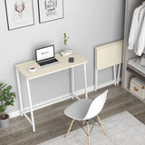 WOHOMO Folding Desk, Small Foldable Desk 31.5" for Small Spaces, Space Saving Computer Table Writing Workstation for Home Office, Easy Assembly, Oak WOHOMO