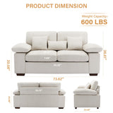 COLAMY Loveseat Sofa,73" Love Seat Couches Living Room Sofa with 3 Pillows, Upholstered Modern Chenille Seat Cushions,Beige COLAMY