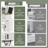 Merax 43.3" Farmhouse Makeup Vanity Desk with Lighted Mirror,Vanity Table Set with Storage Stool with Sliding Barn Door Hidden Shelves & 3 Drawers & 4 Cabinets,Beige Merax