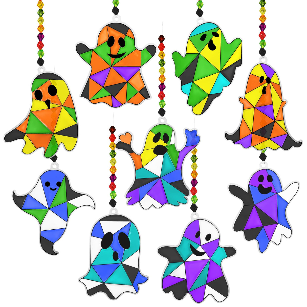 Winlyn 27 Sets Halloween Ghost Suncatchers Ornaments Decorations DIY Window Paint Art Sun Catchers Halloween Craft Kits Painting Kits for Kids Classroom Activities Art Projects Part Favors Winlyn