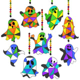 Winlyn 27 Sets Halloween Ghost Suncatchers Ornaments Decorations DIY Window Paint Art Sun Catchers Halloween Craft Kits Painting Kits for Kids Classroom Activities Art Projects Part Favors Winlyn
