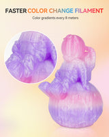 TECBEARS 250G PLA Rainbow Filament, PLA 3D Printer Filament Rainbow, Neatly Wound PLA Bundle, Fast Color Change Each 8 Meters, Dimensional Accuracy +/- 0.02mm, 4 Pack 250g Spool TECBEARS