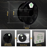YOYI YOYI 3D Printer Filament, 95A TPU Filament 1.75mm, Flexible Filament, 0.8KG Spool,Dimensional Accuracy +/- 0.03 mm, Soft TPU Filaments of High Elasticity (Black) YOYI YOYI