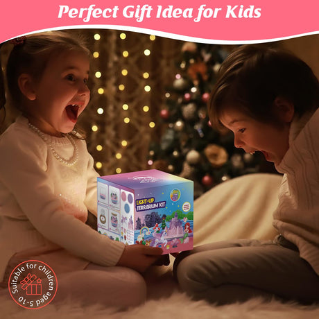 Unicorn Light-Up Terrarium Kit for Kids - LED Night Light Birthday Gift for Girls Ages 4-12 - DIY Arts and Crafts Kit lonfypeng
