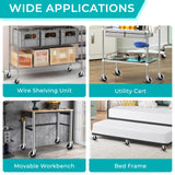 Besitu 4 Inch Caster Wheels, 1/2"-13 Inch Course Threaded Stem Caster Set of 4 with Side Brake, Heavy Duty TPR Swivel Caster Wheels for Dolly Cart, Wire Shelving Industrial Screw in Casters Besitu