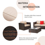 SUNCROWN 6-Piece Outdoor Furniture Patio Sectional Sofa - PE Rattan Wicker Conversation Set with Cushions and Coffee Table SUNCROWN