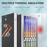 EUHOMY Beverage Refrigerator and Cooler, 126 Can Mini fridge with Glass Door, Small Refrigerator with Adjustable Shelves for Soda Beer or Wine, Perfect for Home/Bar/Office, Silver EUHOMY