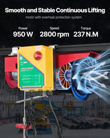 VEVOR Electric Hoist, 1760 lbs 120V Electric Winch with 328 ft Wireless Remote Control, 40 ft Single Cable Lifting Height, Single/Double Slings, Emergency Stop, Lift Hoist for Garage Warehouse Factory VEVOR