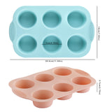 XZZWLL Silicone Muffin Pan, Food Grade Silicone Cupcake Molds for Baking Muffins and Cupcakes, 6-Cup Nonstick Cupcake Pan, Easy Cleaning and BPA-Free (Gray, Orange, Blue) XZZWLL