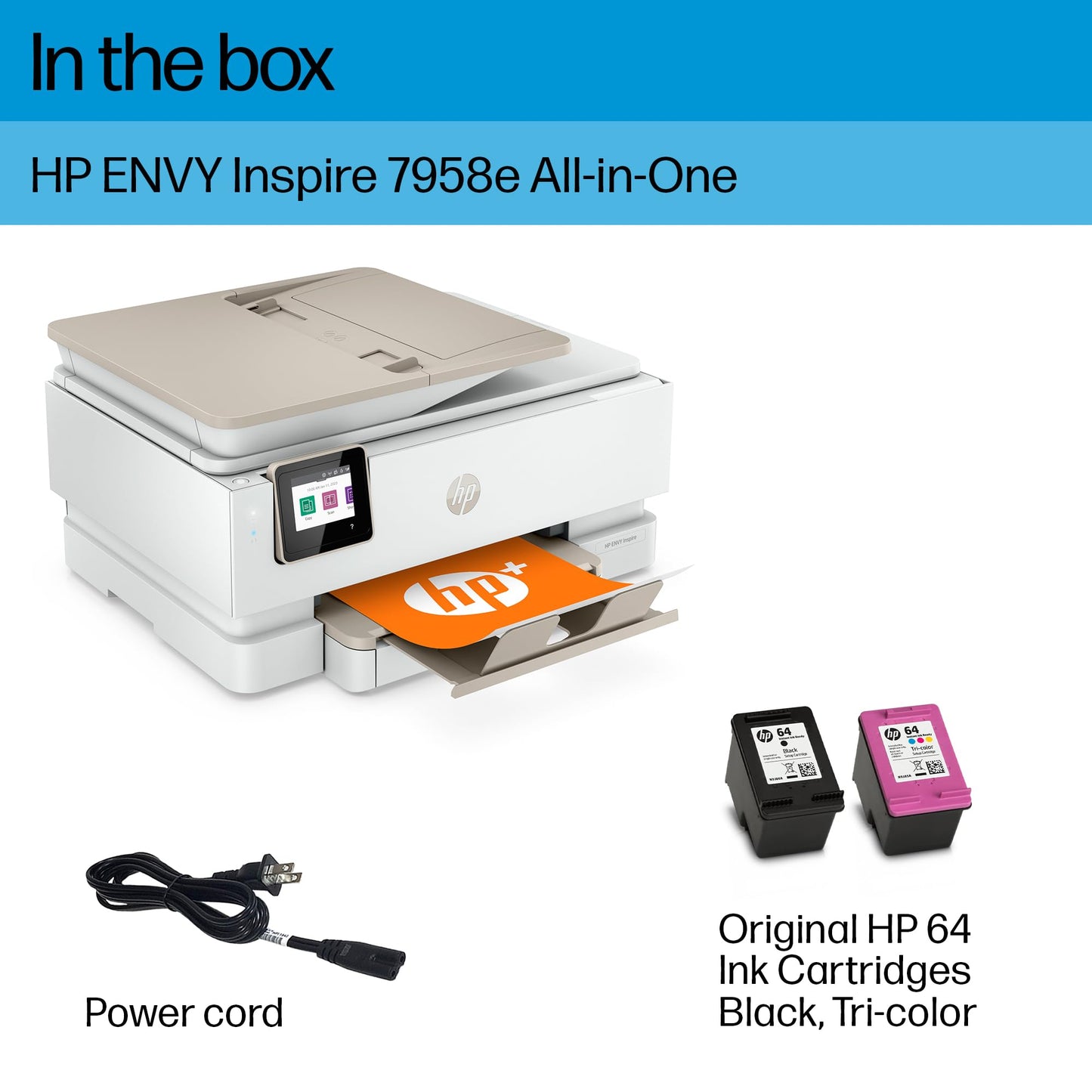 HP ENVY Inspire 7958e Wireless All-in-One Color Inkjet Printer, Print, scan, copy, Duplex printing best-for-home, 3 months of ink included (327A7A)