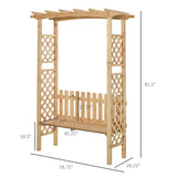 Outsunny Wooden Garden Arbor for Climbing Plants with Garden Bench, Garden Arch to Grow Grapes & Vines, Patio Decor & 2-Person Outdoor Wood Decorative Seating, Natural Outsunny