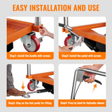 Hydraulic Lift Table Cart, 500lbs Capacity 28.5" Lifting Height, Manual Single Scissor Lift Table with Locking Wheels and Non-Slip Pad, Hydraulic Scissor Cart for Material Handling and Transportation GarveeTech