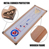 3-in-1 Wood Shuffleboard, Tabletop Curling Game Board Set with 8 Rollers, Portable Mini Tabletop Games for Kids and Adults QCHIAN