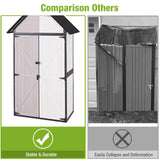 GUTINNEEN Outdoor Storage Shed with All Around Strong Metal Frame, Garden Tool Sheds Cabinet with Floor & Adjustable Shelves, Wooden Tool House for Backyard Garden Patio Lawn (White) GUTINNEEN