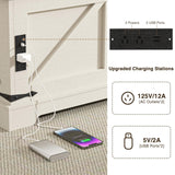 Vabches 31.5" Lift Top Coffee Table with Storage, Farmhouse Square Coffee Tables for Living Room, Center Table with Charging Station and Hidden Space, White Vabches