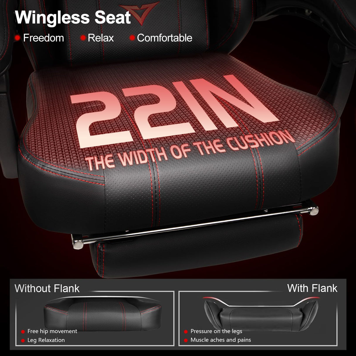 VITESSE Big and Tall Gaming Chair 400lb Weight Capacity with Footrest, Ergonomic Video Game Chair for Adults with Oversized Headrest and Lumbar Pillow, Computer Chair Gaming for Office (Black+Red) VITESSE