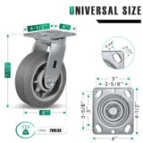 HANDSAMMU 6 Inch Heavy Duty Caster Wheels -Industrial Caster Wheels, Rubber Caster Wheels（Flat Tread） 700 Lbs Per Casters - Use for Dollies, Workbench (1 Swivel) Handsammu