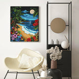 DIYDECORFUN Beach Paint by Numbers Kit for Adults, Moon Beach Paint by Number on Canvas, Frameless DIY Acrylic Landscape Easy Adults' Paint by Number Kits for Home Decor Gift 16x20 Inch DIYDECORFUN