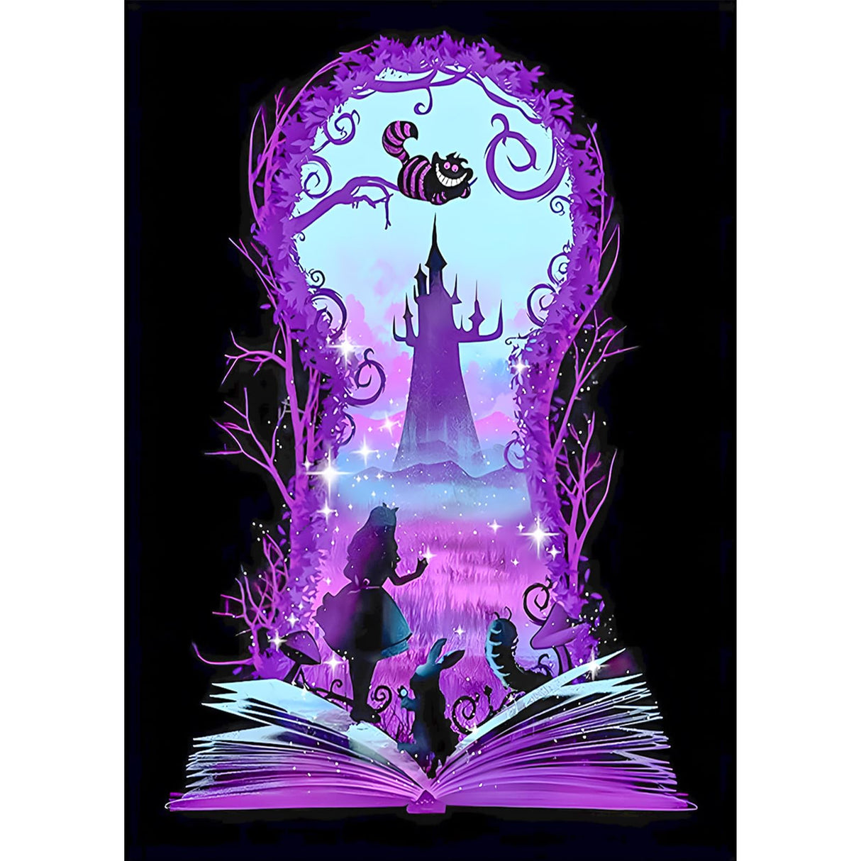 MOGTAA Princess Diamond Art Kits for Adults, Full Drill Halloween Diamond Art Kits, 5D Round Book Diamond Dots Picture Cartoon Crystal Craft for Home Wall Decor 12x16 inch MOGTAA