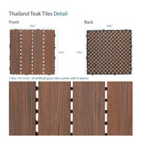 ECOOPTS 20"x20" Deck Tiles Interlocking Wood Flooring Patio Pavers Interlocking Patio Flooring Outdoor Wood Deck Tile, 6 Slat x 1 Box, Brown ECOOPTS