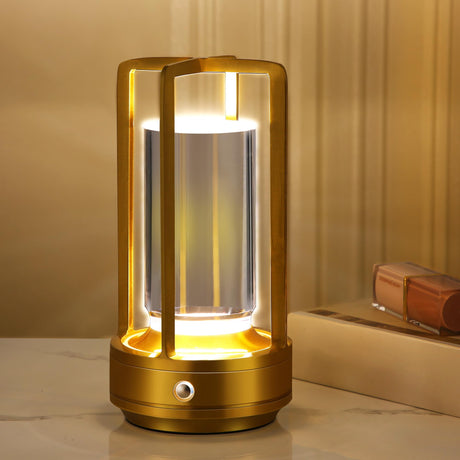 Portable Metal Table Lamp,Cordless Table Lamp,Battery Operated, 3 Light Colors, for Restaurant/Bedroom/Bars/Outdoor Party/Camping/Coffee Shop Atmosphere Night Light (Gold) Anxingtools