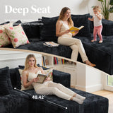 130'' U Shaped Sectional Couches for Living Room, Modular Boneless Cloud Sofa with 2 Chaise Lounges, 4-in-1 Flexible Combination Layered Foam Cushion Deep Seat Corner Couch, No Assembly Black Kelyda