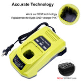 Biswaye P117 Compatible with Ryobi 18V Charger, Compatible with Ryobi 12V-18V One+ Lithium NiCad NiMh Battery P102 P108 P189 P197 P103 P105 P107 P190 P191 PBP002 PBP005 Biswaye