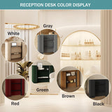 Modern Reception Desk,Retail Checkout Counter Desk Receptionist Table,Front Office Desk,Curved Portable Check Out Stand for Craft Shows,Display Rack,for Small Spaces,Bar,Store,Hotel,Lobby(Black) Leaceuv