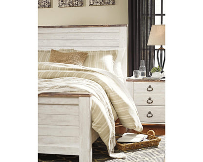 Signature Design by Ashley Willowton Cottage Farmhouse Panel Headboard ONLY, Queen, Whitewash