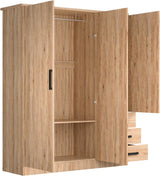 Violet Wardrobe Closet 3 Doors and 3 Drawers (Natural Oak) Woodpeckers Furniture And Mattress