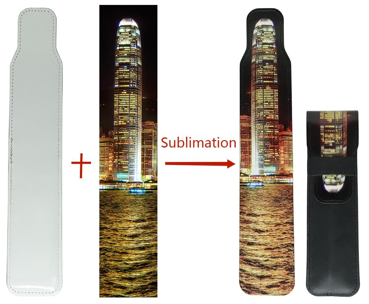 Yongkang Sublimation Pen Bag Pen Sleeve 3 Pieces (Blank Leather + Colored Leather) Capacity of 1-3 pens DIY Process (Black) Yongkang