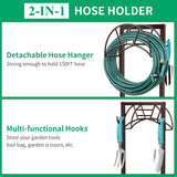 TomCare Garden Hose Holder Upgraded 4 Spikes Water Hose Holder with 2 Tool Hooks Sturdy Hose Reel Holds 150ft Hose Freestanding Hose Stand Hose Hanger Hose Storage for Outside Yard Lawn, Bronze TomCare
