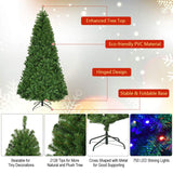 Goplus 8FT Pre-Lit Artificial Christmas Tree Auto-Spread/Close up Branches 11 Flash Modes with Multicolored 750 LED Lights & Metal Stand Goplus