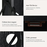 YITAHOME 33.5'' Tall TV Stands for Living Room, TV Entertainment Center with LED Light, TV Stand for TVs up to 70 Inch, Tall TV Console Cabinet with Power Outlets, Black YITAHOME