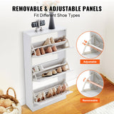 VEVOR Shoe Cabinet with 3 Flip Drawers, Shoe Storage Cabinet for Entryway, Free Standing Shoe Storage Organizer with Side Hooks for Heels, Boots, Slippers in Hallway, Living Room VEVOR