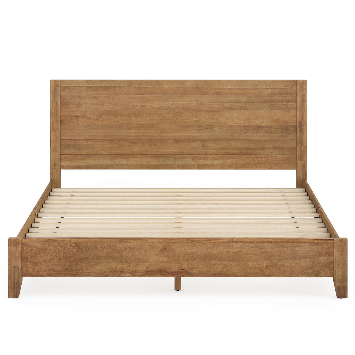 Cozyman Bed Frame King Size, Acacia Wood Platform with Headboard, No Box Spring Needed, 800lb Capacity, Non-Slip Without Noise, Easy Assembly, Dark Wood Cozyman