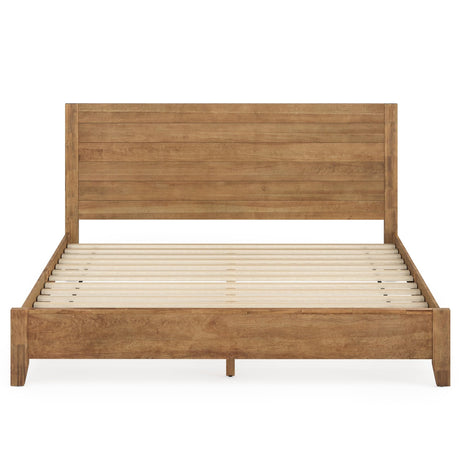 Cozyman Bed Frame King Size, Acacia Wood Platform with Headboard, No Box Spring Needed, 800lb Capacity, Non-Slip Without Noise, Easy Assembly, Dark Wood Cozyman