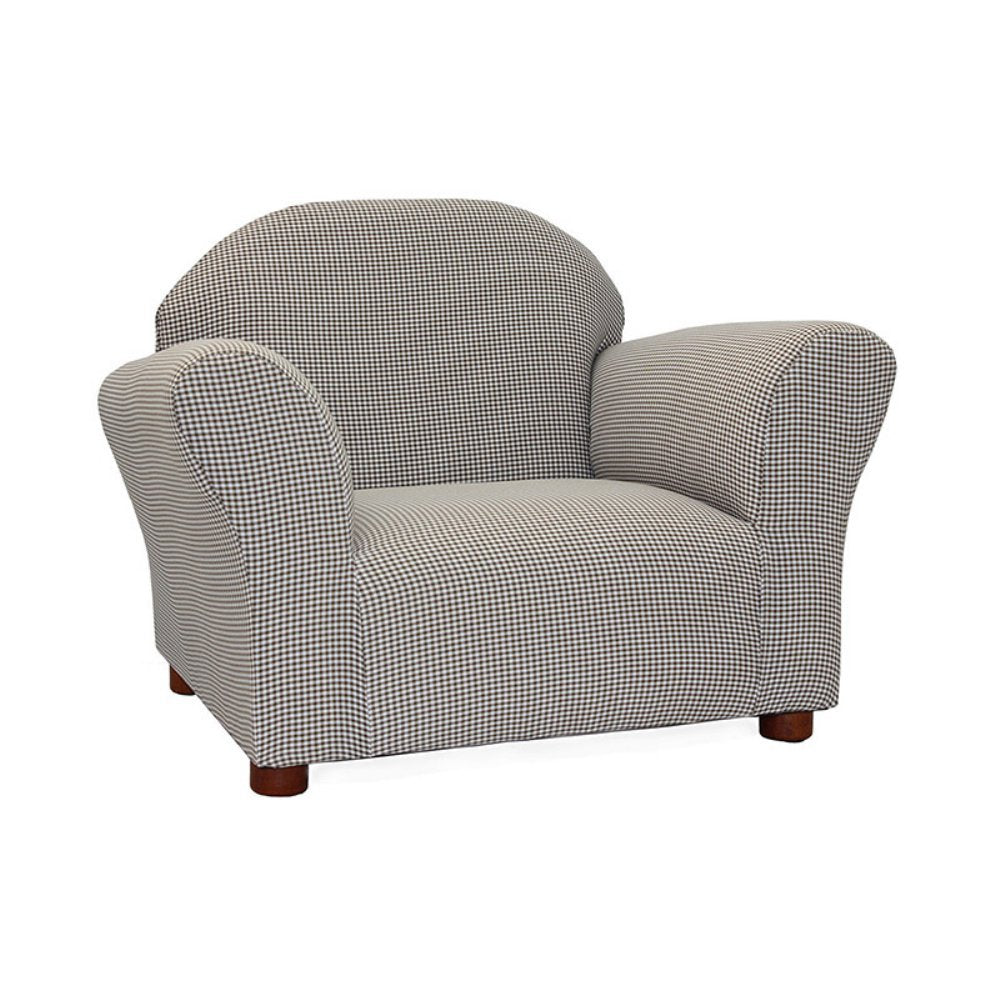 Keet Roundy Kid's Chair Gingham Kids Chair, Comfortable and Durable Kids Chair, Kids Armchair Easy to Coordinate, Kids Bedroom Chair, Comfy, Ages 2-5 Years, Kid Sofa Chair, Brown Keet