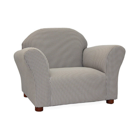 Keet Roundy Kid's Chair Gingham Kids Chair, Comfortable and Durable Kids Chair, Kids Armchair Easy to Coordinate, Kids Bedroom Chair, Comfy, Ages 2-5 Years, Kid Sofa Chair, Brown Keet